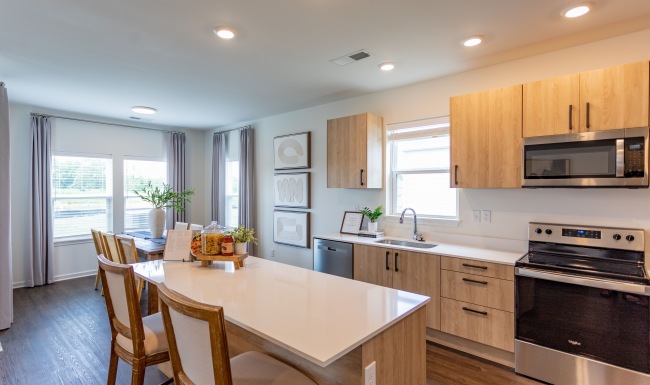 Well-lit kitchen with ample counter space