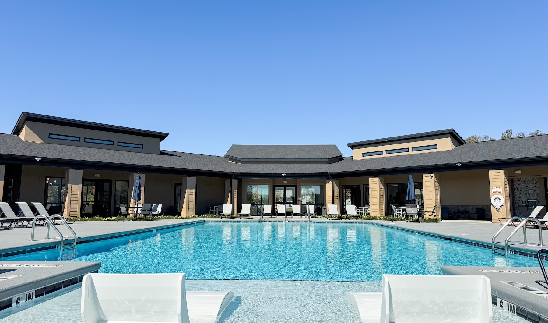 pool with spacious surroundings
