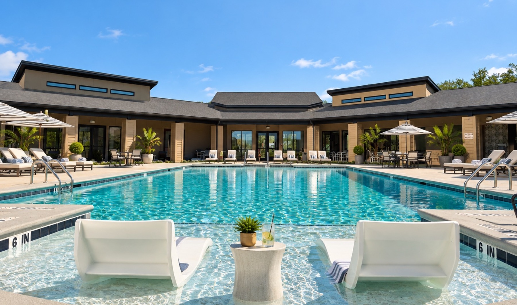 pool with spacious surroundings